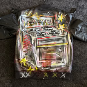 HOME IS WHERE THE STOVE IS LEATHER JACKET 1 of 1 ART PIECE