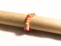 Image 3 of YELLOW, PINK, AND ORANGE MULTICOLOR BEADED WIRE WRAP RING (ITEM #2544)