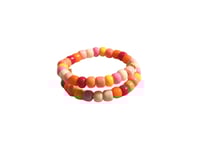 Image 1 of YELLOW, PINK, AND ORANGE MULTICOLOR BEADED WIRE WRAP RING (ITEM #2544)