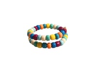 Image 1 of BLUE, ORANGE, BURGUNDY, AND YELLOW MULTICOLOR BEADED WIRE WRAP RING (ITEM #2543)