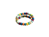 Image 2 of BLUE, ORANGE, BURGUNDY, AND YELLOW MULTICOLOR BEADED WIRE WRAP RING (ITEM #2543)