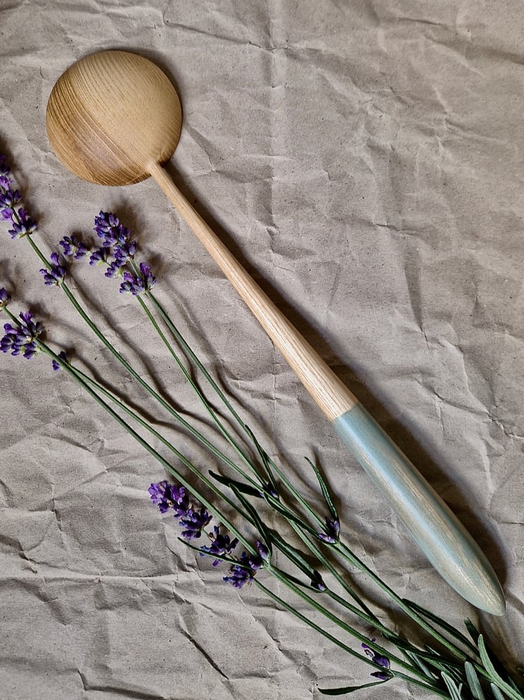 Image of Blue Handled Serving Spoon