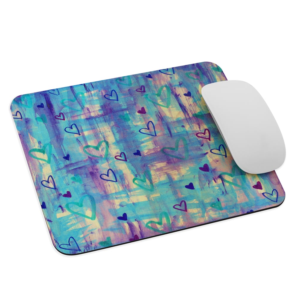 Image of Blue Heart Shower Mouse Pad