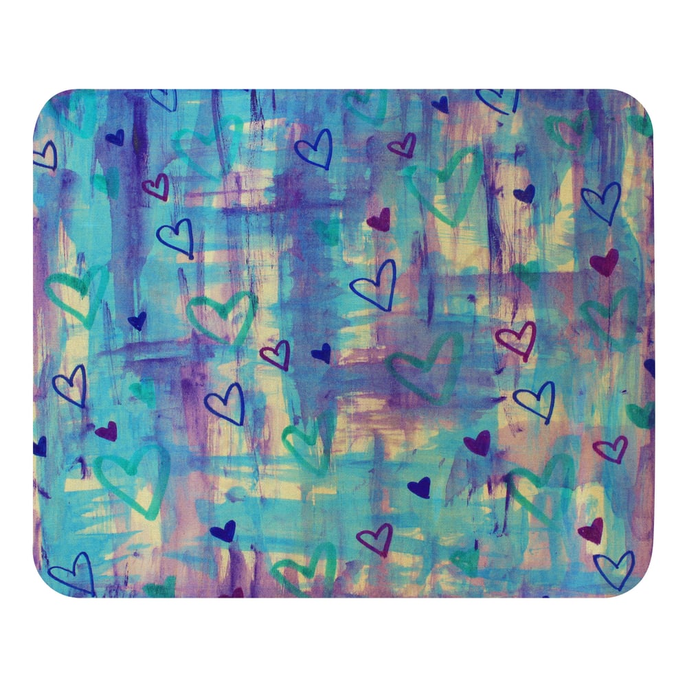 Image of Blue Heart Shower Mouse Pad