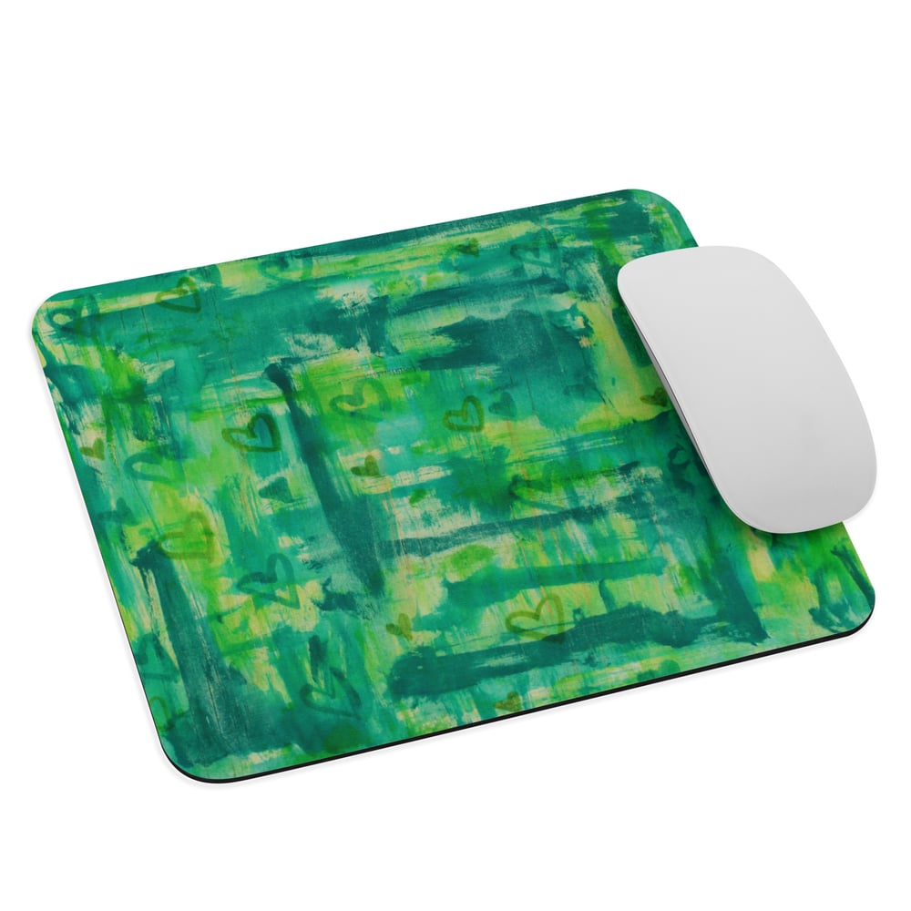 Image of Green Heart Shower Mouse Pad