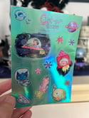 Holographic Cat-er space sticker sheet