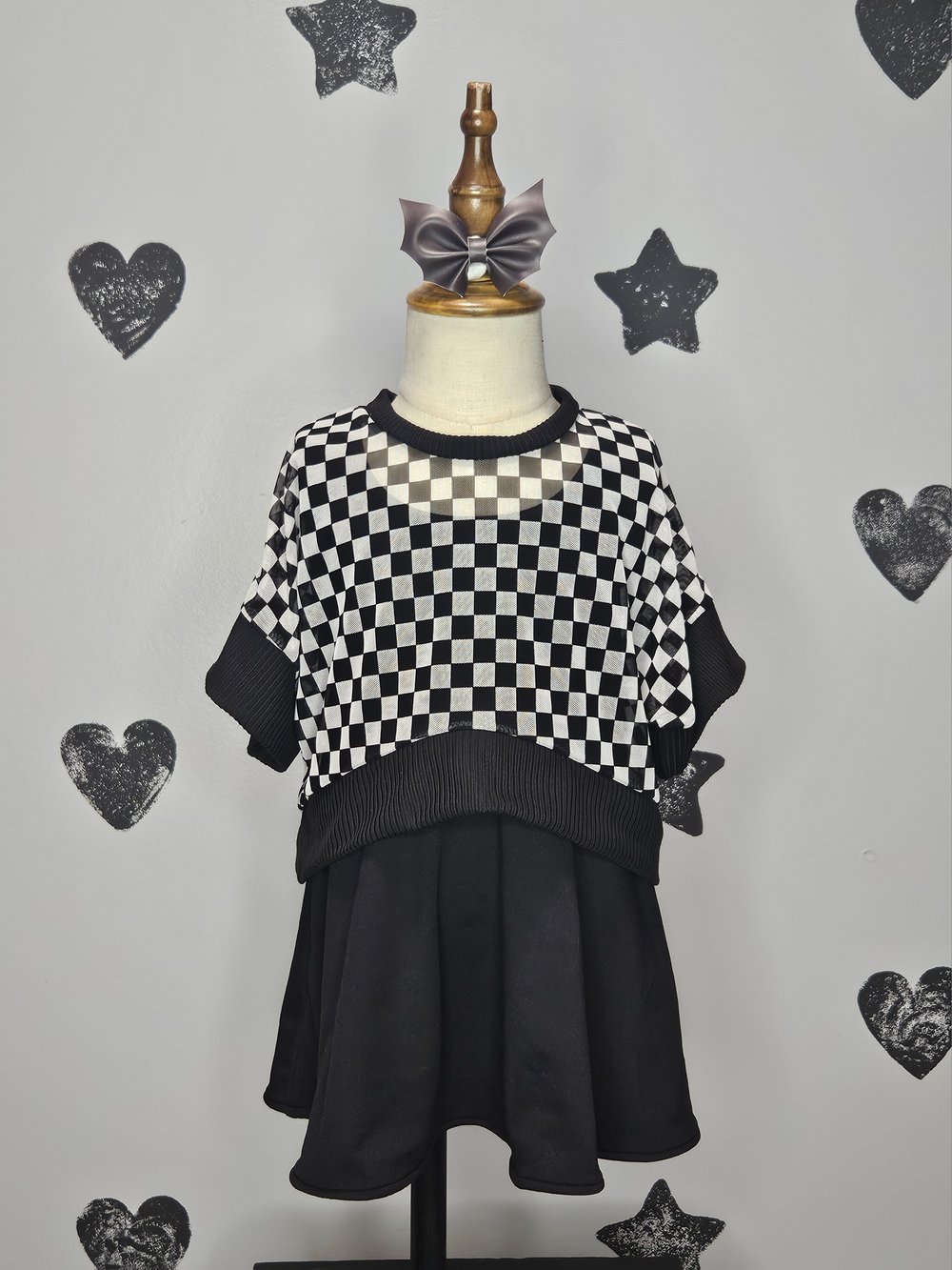 GWM Cropped Mesh High Low Top/ Solid Color Matching Dress