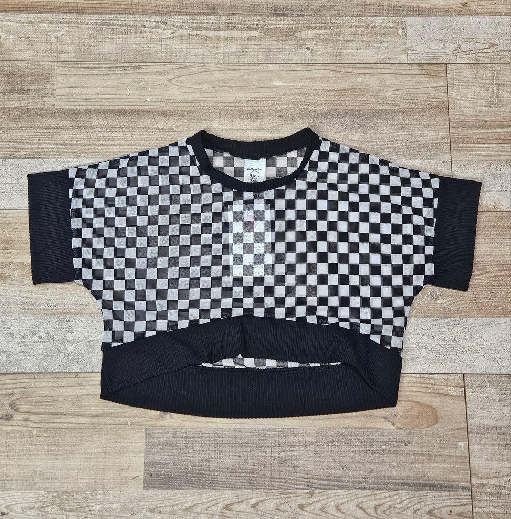 GWM Cropped Mesh High Low Top/ Solid Color Matching Dress