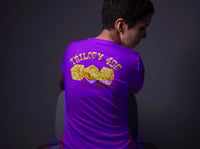 Image 2 of Trilogy456wear Purple Tee – Gold Dice Logo