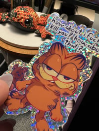 Image 3 of Garfield Sticker Glittery Laptop Decal