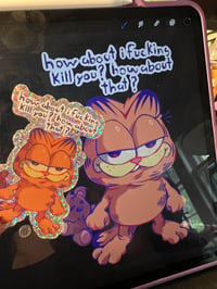 Image 4 of Garfield Sticker Glittery Laptop Decal