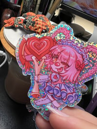 Image 5 of Lola Lovely Clown Vtuber HOLO & Glittery Sticker or Laptop Decal