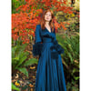 Teal Marabou-cuffed Beverly Dressing Gown sizes: XS,  1X