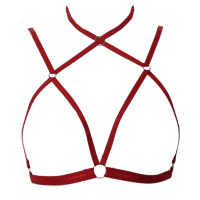 Image 1 of Red Strappy Elastic Chest Harness (Silver)