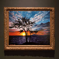 Image 1 of Original mesmerizing Sunset Forest Oil painting on Canvas,  colorful forest by Samira
