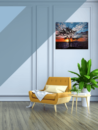 Image 4 of Original mesmerizing Sunset Forest Oil painting on Canvas,  colorful forest by Samira