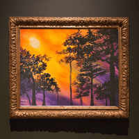 Image 5 of Colorful Sunset and forest acrylic painting on Canvas,  Acrylic Painting by Samira