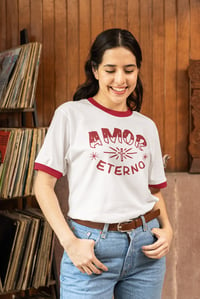 Image 2 of Amor Eterno Ringer T-shirt Red Trim