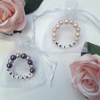 Image 1 of Personalised Pearl Bracelet, Pearl Stretch Bracelet,Newborn to Adult Sizes