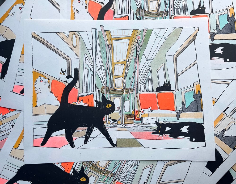 Image of Subway Cats Risograph