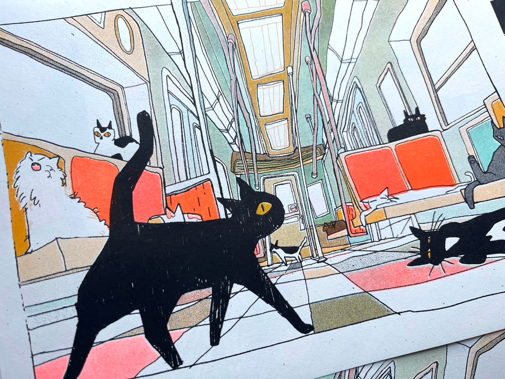Image of Subway Cats Risograph