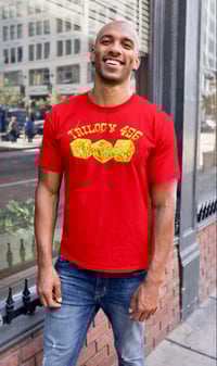 Image 2 of Trilogy456wear Red Tee – Gold Dice Logo