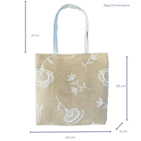 Image 7 of Handprinted Bohemian Blooms Extra Large Tote (Natural Linen)