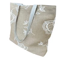 Image 2 of Handprinted Bohemian Blooms Extra Large Tote (Natural Linen)