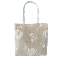 Image 5 of Handprinted Bohemian Blooms Extra Large Tote (Natural Linen)