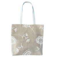 Image 3 of Handprinted Bohemian Blooms Extra Large Tote (Natural Linen)