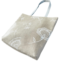 Image 6 of Handprinted Bohemian Blooms Extra Large Tote (Natural Linen)