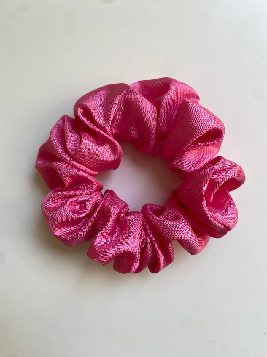 Image of Fuchsia pink scrunchie, upcycled  