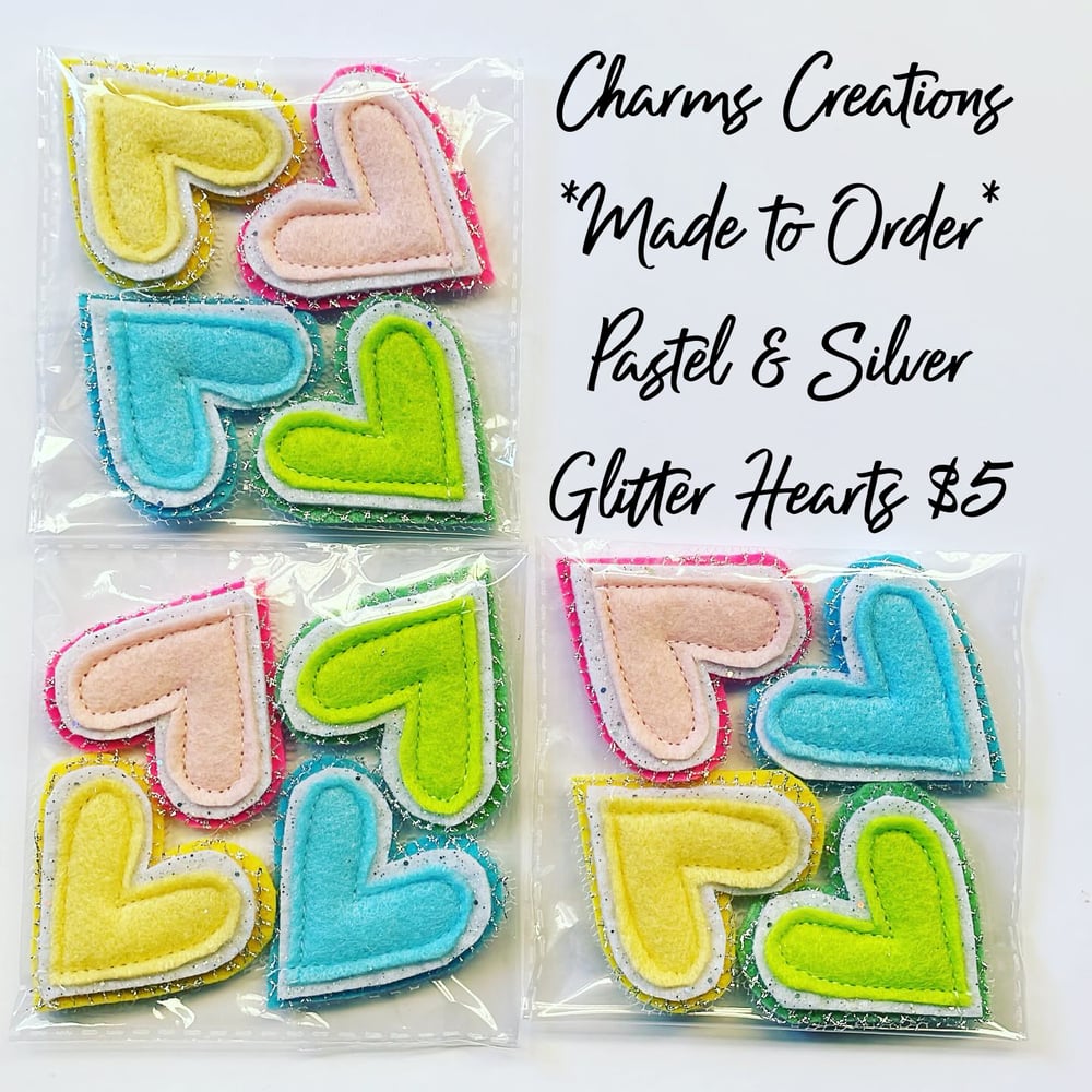 Image of *Made to Order* Pastel & Silver Glitter Hearts