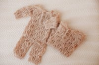 Image 1 of NEW Lace footless romper - tan