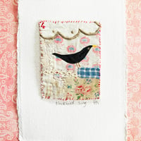 Image 1 of Art - textile collage - Blackbird sing #1