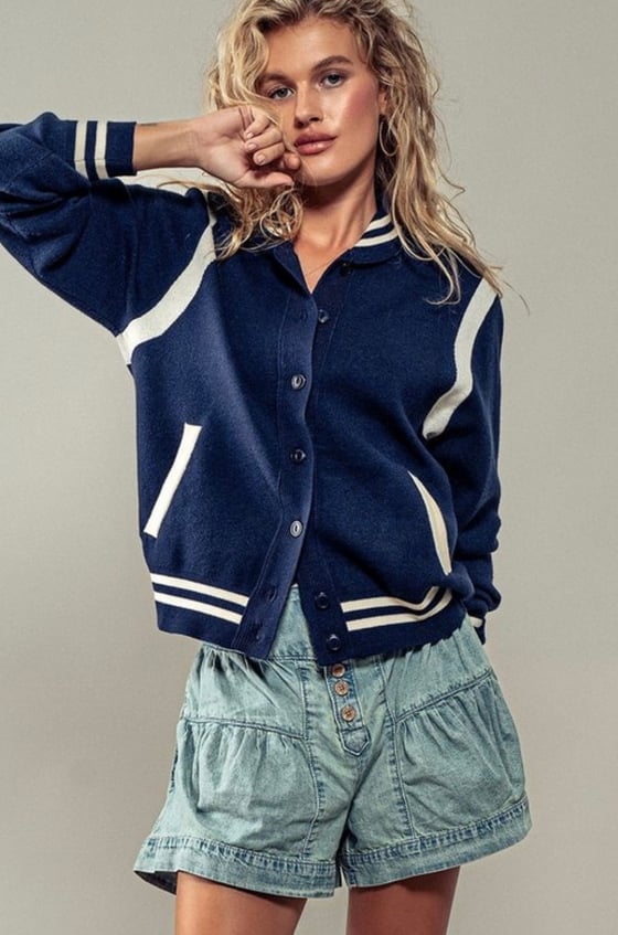 Image of Varsity Bomber Jacket (navy) 