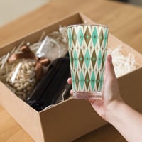 Image 3 of Starlite Drive Aqua & Gold Diamond 16oz. Pint Glass