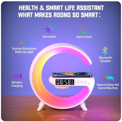 Image of RGB Night Light Lamp Multifunction Alarm Clock TF Blueotooth Speaker 15W Wireless Charger Station Pa