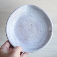 Image 5 of Large Spoon Rest in Icy Blue Glaze, Speckled Stoneware Utensil Dish, Made in USA
