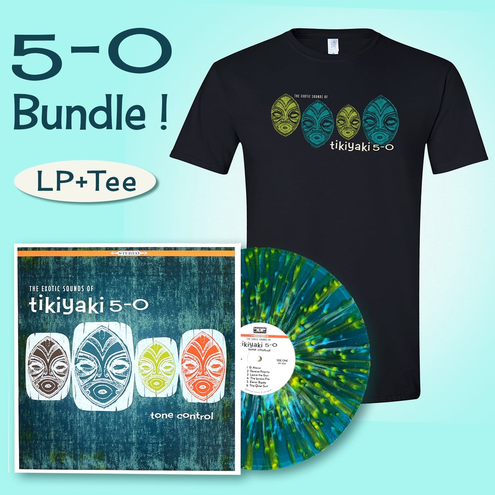 Image of The Exotic Sounds of Tikiyaki 5-0…Tone Control Vinyl LP and  T-Shirt Bundle 