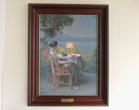 Image 1 of Pause for Thought by Delphin Enjolras (b 1857) Vintage Print w/ Brushstroke Finish, Framed 