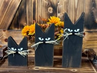 Image 1 of Primitive Rustic Black Cat Trio