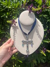 Navy Satin Cross Choker 