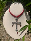 Red Velvet Cross Choker 