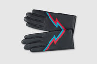 Image 7 of Black Ziggy Red/Blue Bolt Leather Gloves