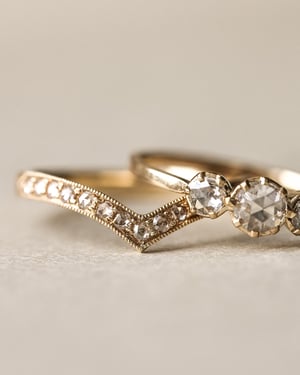 Image of 18ct Yellow gold rose-cut diamond wishbone Ring