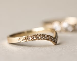 Image of 18ct Yellow gold rose-cut diamond wishbone Ring