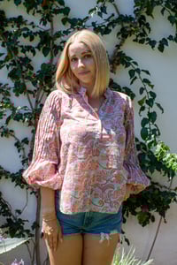Image 1 of Henley Pleated Sleeve in Rich Floral