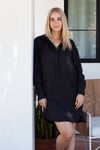 Gauze Shirt Dress Black