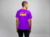 Image 3 of Trilogy456wear Purple Tee – Gold Dice Logo